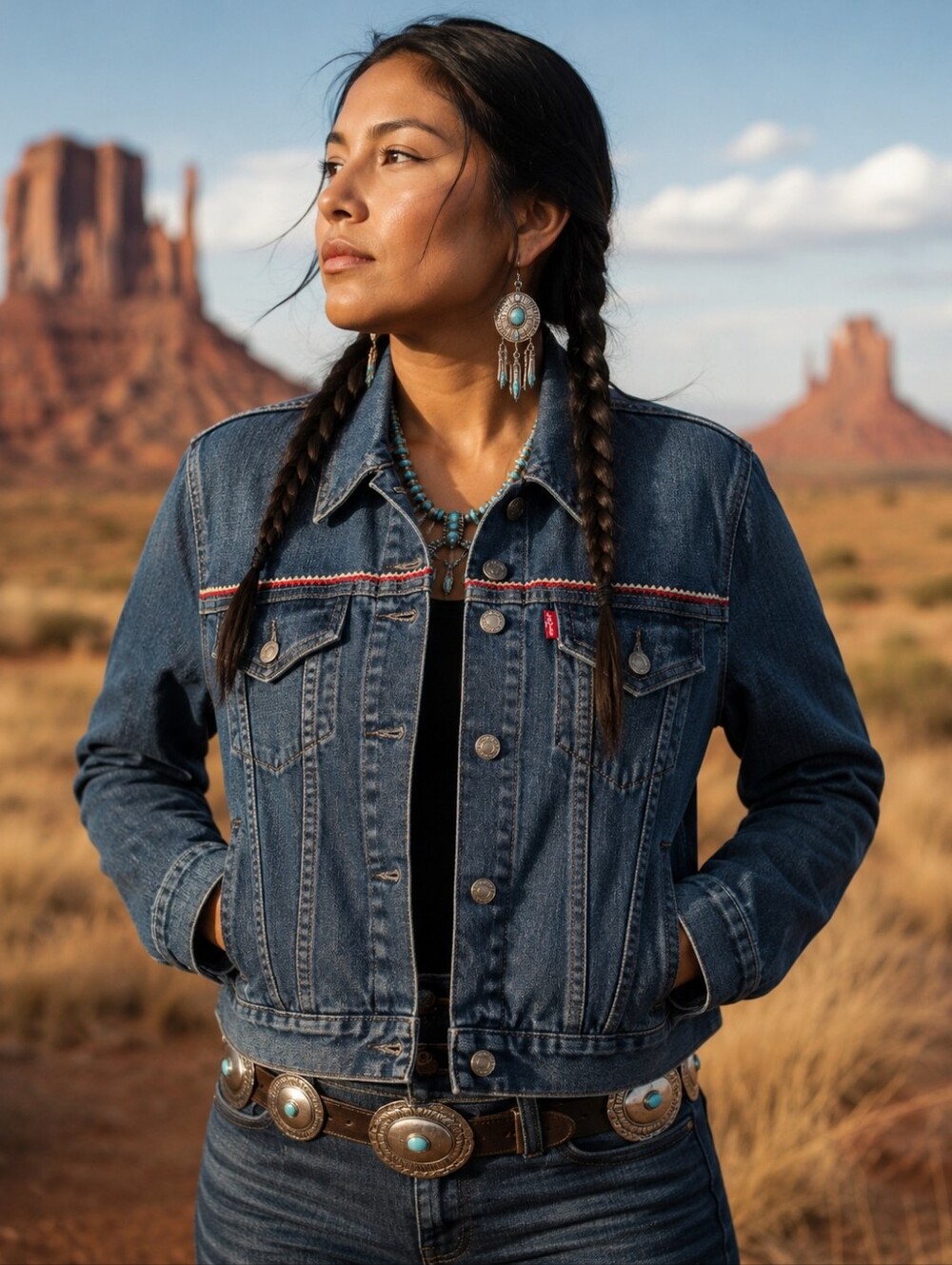 Levi’s Women’s Embroidered Western Denim Jacket XL Tribal Aztec Jean Jacket